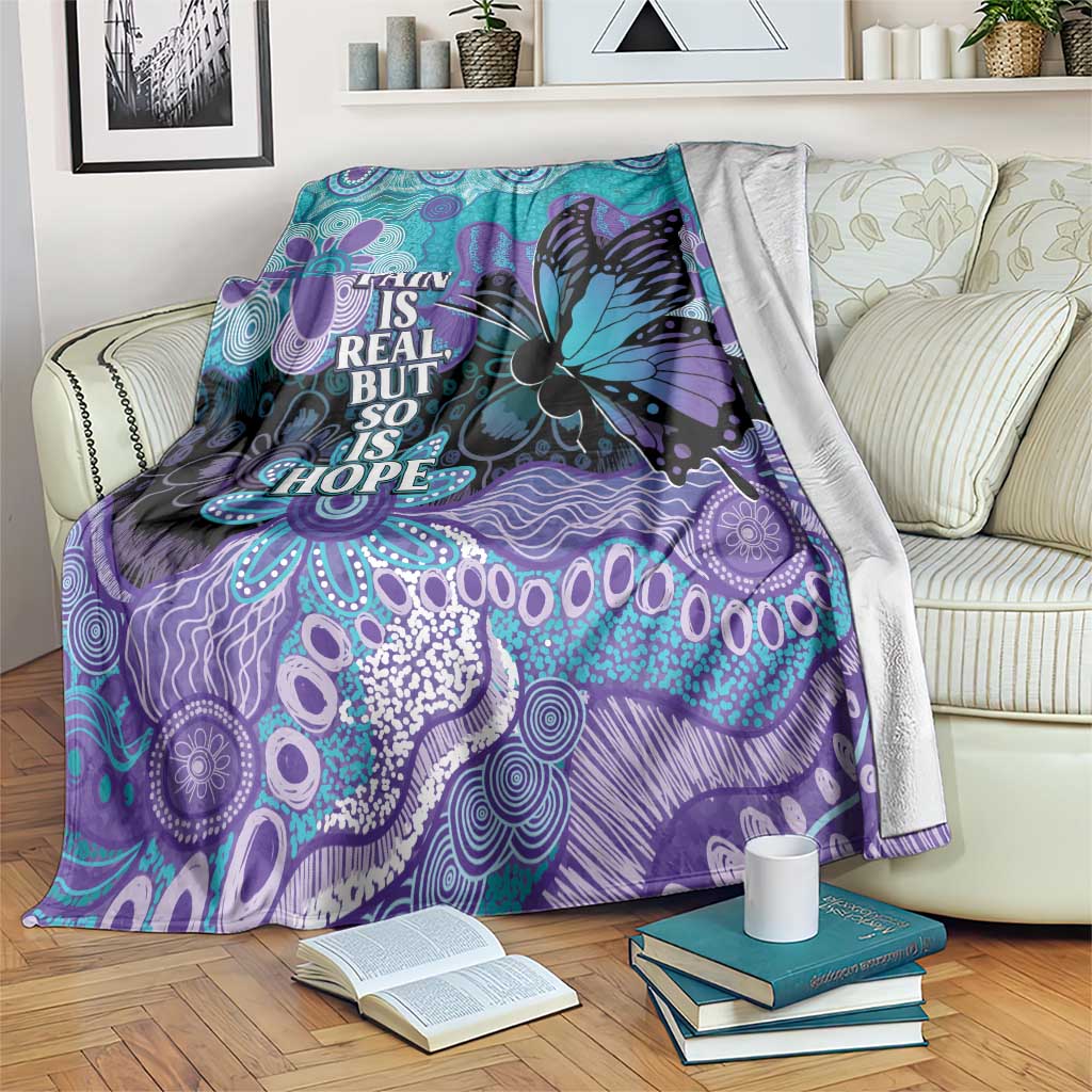 Australia Indigenous Teal Purple Contemporary Aboriginal Art Blanket Hope Is Real