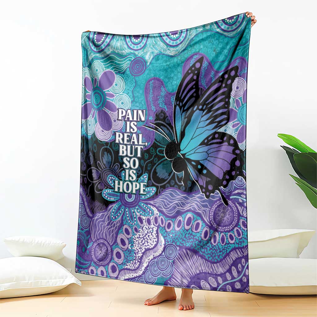 Australia Indigenous Teal Purple Contemporary Aboriginal Art Blanket Hope Is Real