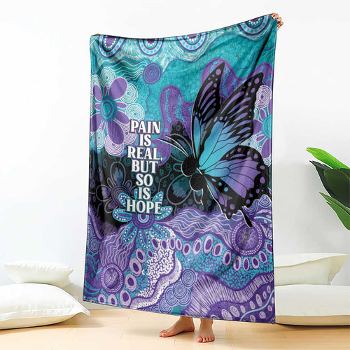 Australia Indigenous Teal Purple Contemporary Aboriginal Art Blanket Hope Is Real