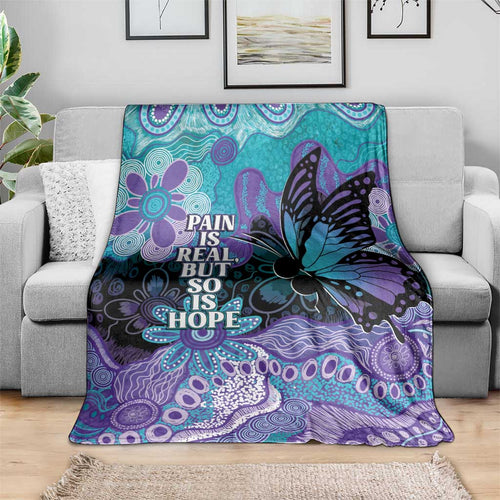 Australia Indigenous Teal Purple Contemporary Aboriginal Art Blanket Hope Is Real
