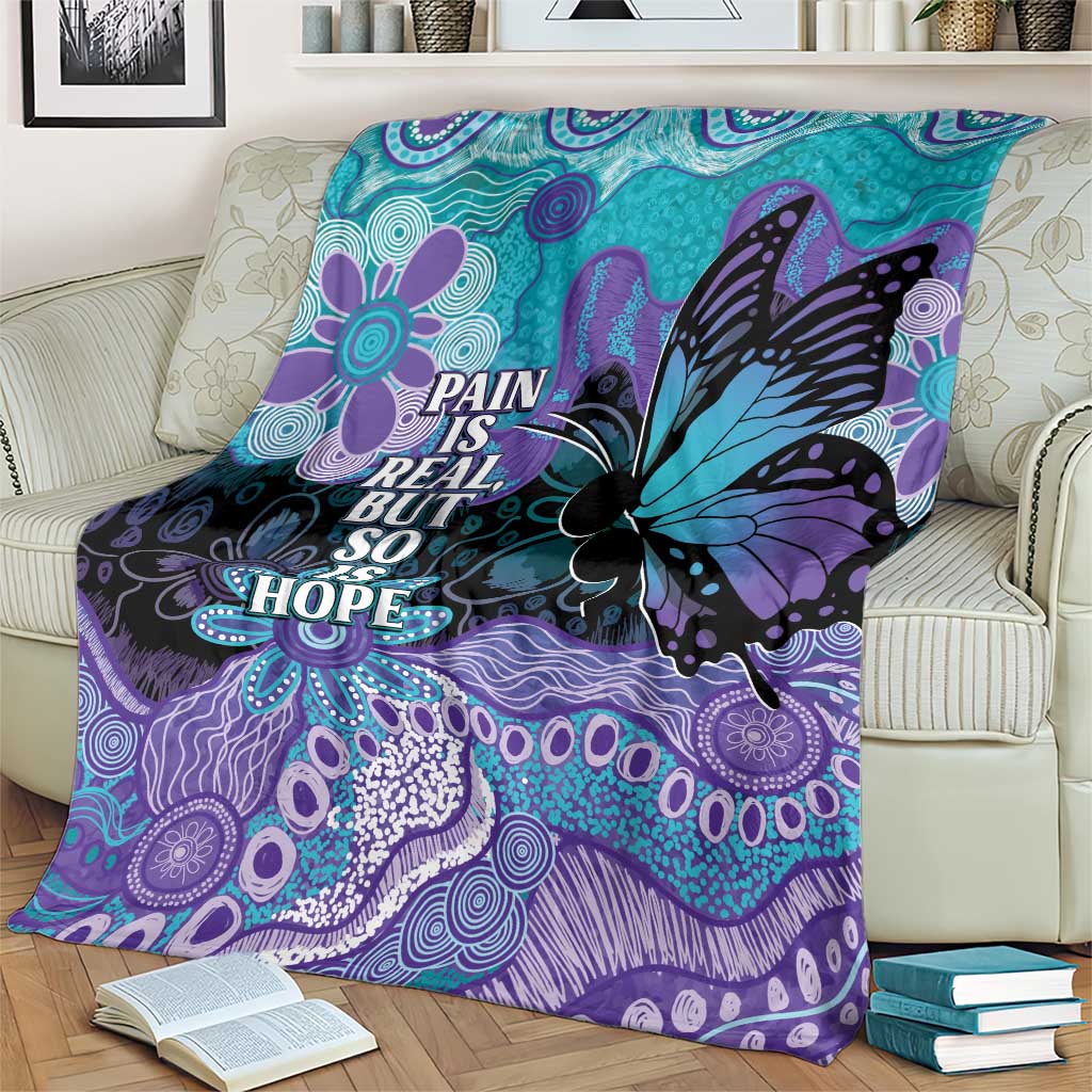 Australia Indigenous Teal Purple Contemporary Aboriginal Art Blanket Hope Is Real