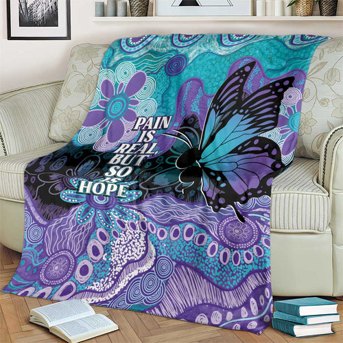Australia Indigenous Teal Purple Contemporary Aboriginal Art Blanket Hope Is Real