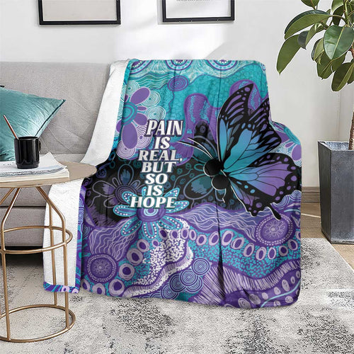 Australia Indigenous Teal Purple Contemporary Aboriginal Art Blanket Hope Is Real