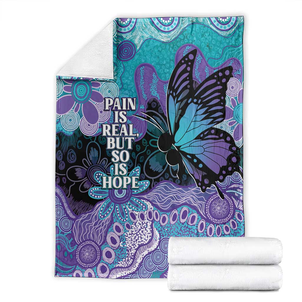 Australia Indigenous Teal Purple Contemporary Aboriginal Art Blanket Hope Is Real