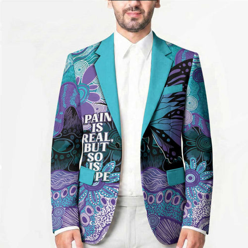 Australia Indigenous Teal Purple Contemporary Aboriginal Art Blazer Hope Is Real