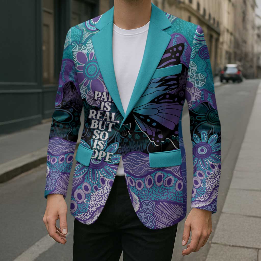 Australia Indigenous Teal Purple Contemporary Aboriginal Art Blazer Hope Is Real