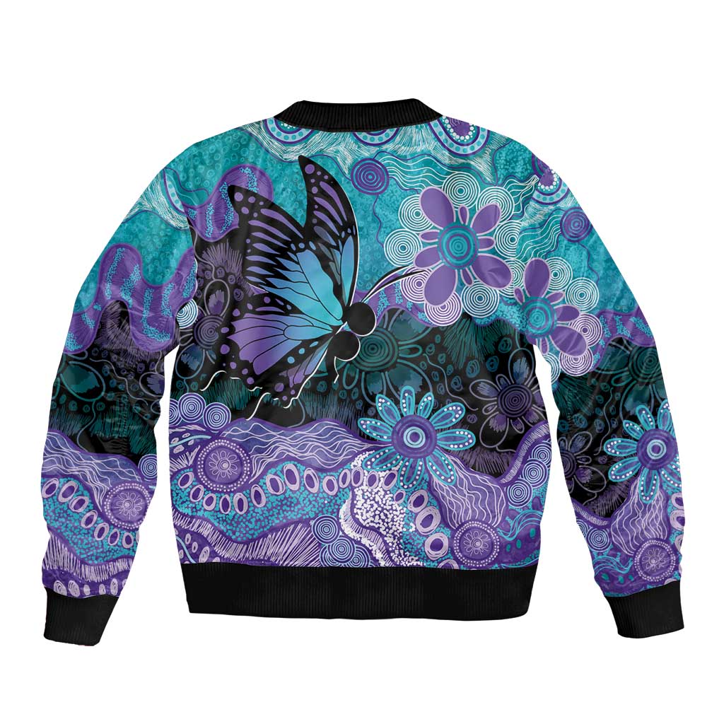 Australia Indigenous Teal Purple Contemporary Aboriginal Art Bomber Jacket Hope Is Real