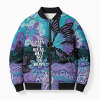 Australia Indigenous Teal Purple Contemporary Aboriginal Art Bomber Puffer Jacket Hope Is Real