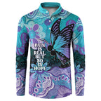 Australia Indigenous Teal Purple Contemporary Aboriginal Art Button Sweatshirt Hope Is Real