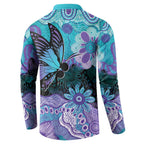 Australia Indigenous Teal Purple Contemporary Aboriginal Art Button Sweatshirt Hope Is Real
