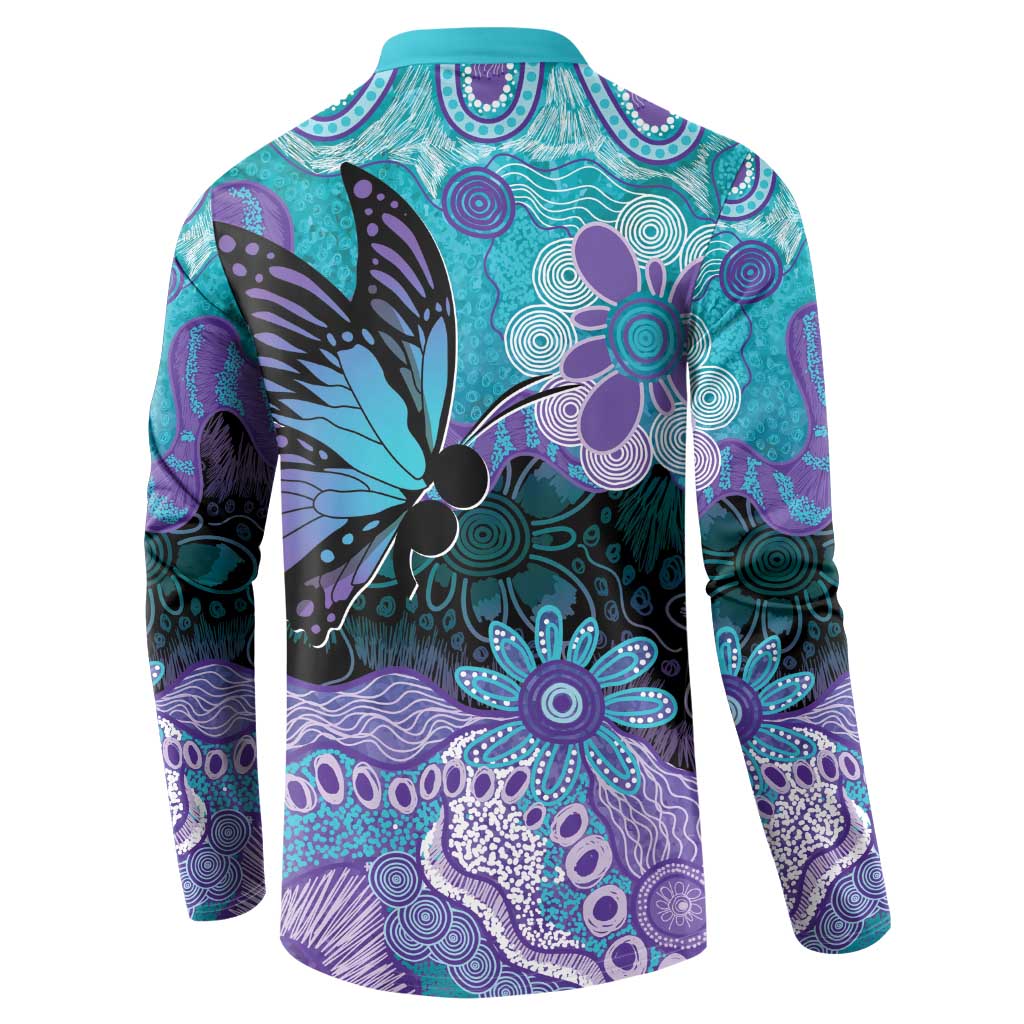 Australia Indigenous Teal Purple Contemporary Aboriginal Art Button Sweatshirt Hope Is Real