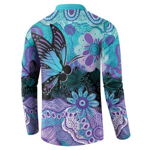 Australia Indigenous Teal Purple Contemporary Aboriginal Art Button Sweatshirt Hope Is Real