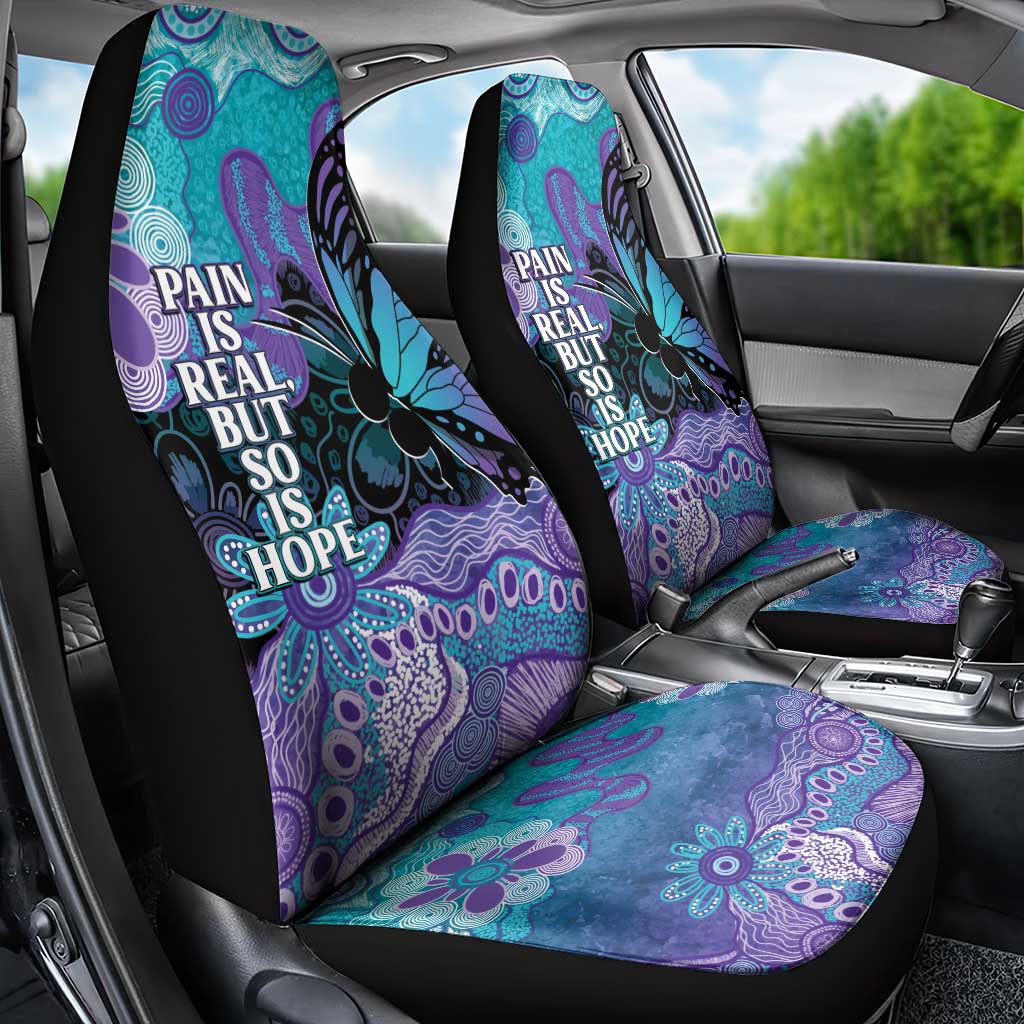 Australia Indigenous Teal Purple Contemporary Aboriginal Art Car Seat Cover Hope Is Real