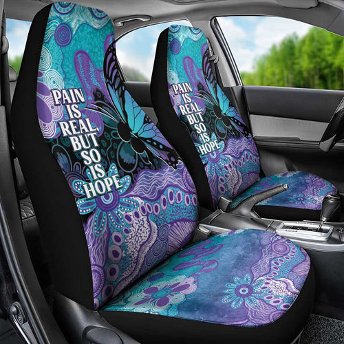 Australia Indigenous Teal Purple Contemporary Aboriginal Art Car Seat Cover Hope Is Real