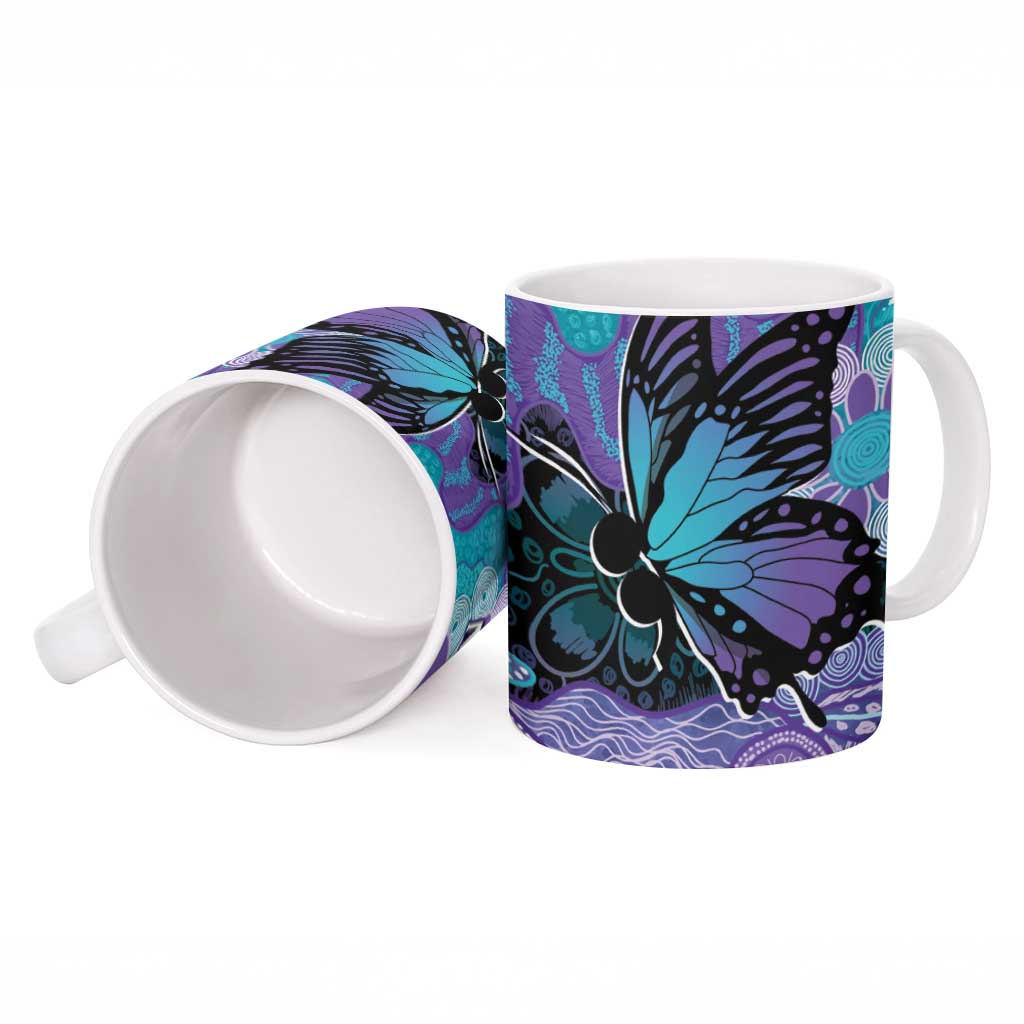 Australia Indigenous Teal Purple Contemporary Aboriginal Art Ceramic Mug Hope Is Real