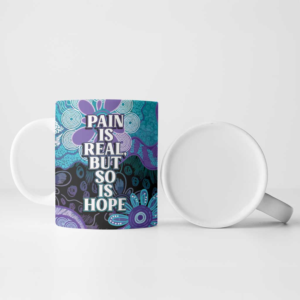 Australia Indigenous Teal Purple Contemporary Aboriginal Art Ceramic Mug Hope Is Real