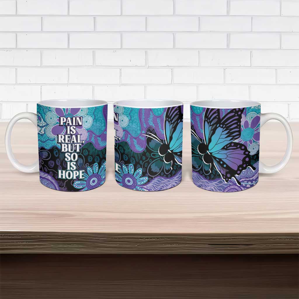Australia Indigenous Teal Purple Contemporary Aboriginal Art Ceramic Mug Hope Is Real