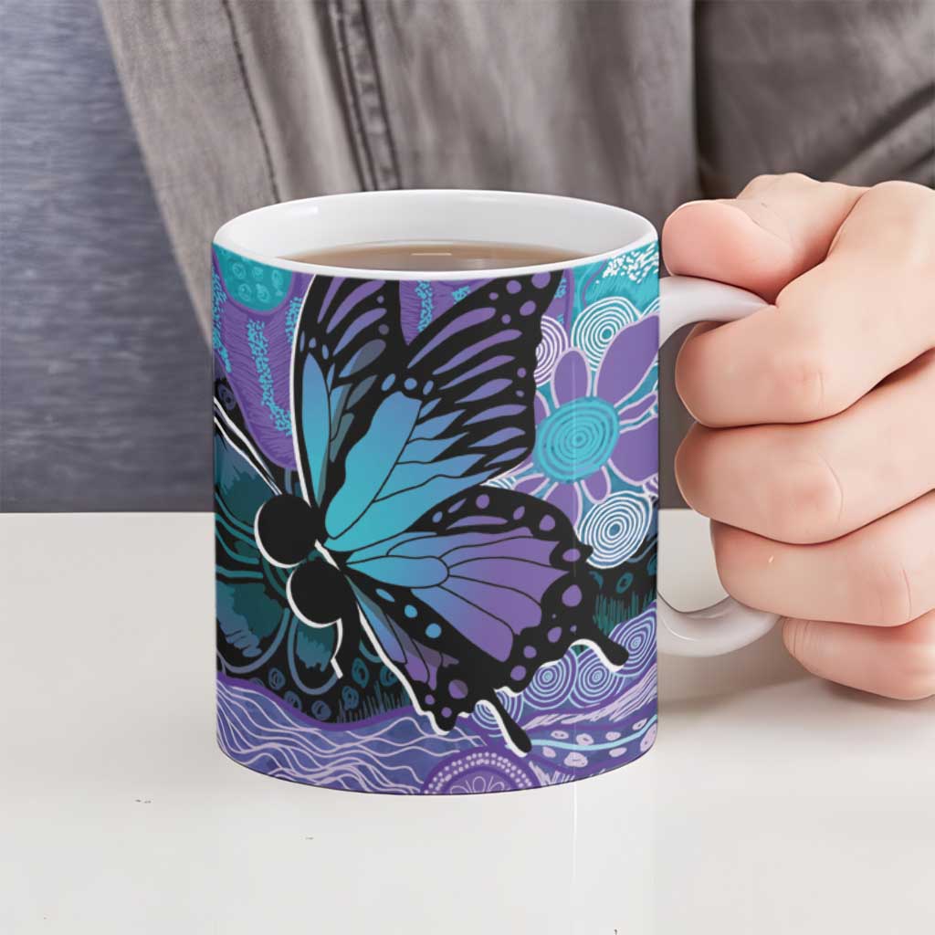 Australia Indigenous Teal Purple Contemporary Aboriginal Art Ceramic Mug Hope Is Real