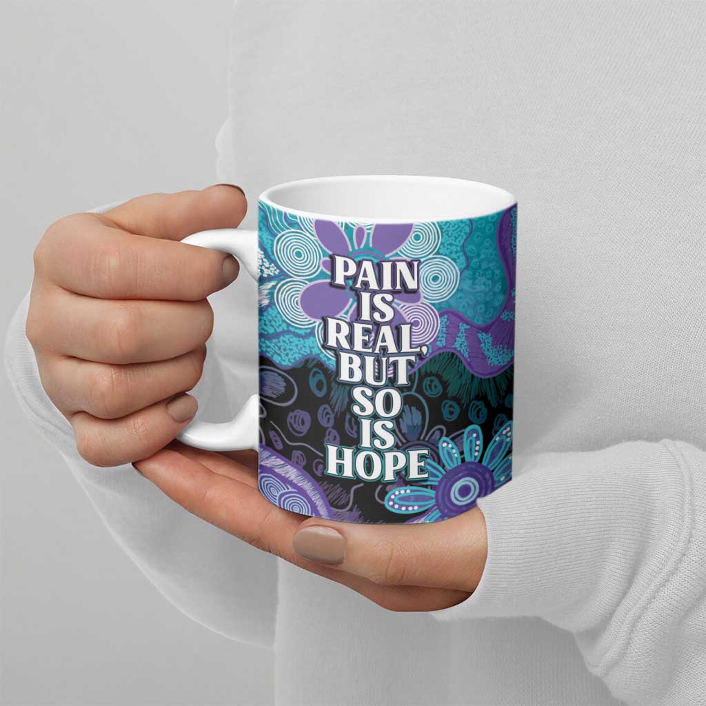 Australia Indigenous Teal Purple Contemporary Aboriginal Art Ceramic Mug Hope Is Real