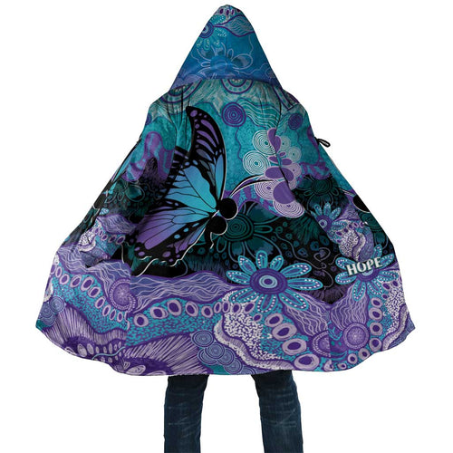 Australia Indigenous Teal Purple Contemporary Aboriginal Art Cloak Hope Is Real