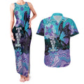 Australia Indigenous Teal Purple Contemporary Aboriginal Art Couples Matching Tank Maxi Dress and Hawaiian Shirt Hope Is Real