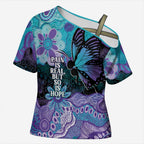 Australia Indigenous Teal Purple Contemporary Aboriginal Art Cross Shoulder Shirt Hope Is Real