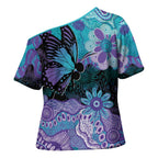 Australia Indigenous Teal Purple Contemporary Aboriginal Art Cross Shoulder Shirt Hope Is Real