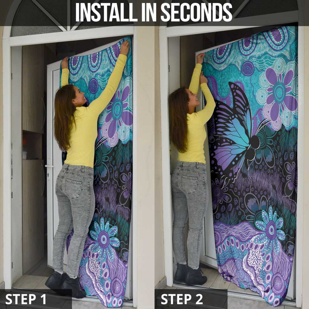 Australia Indigenous Teal Purple Contemporary Aboriginal Art Door Cover Hope Is Real