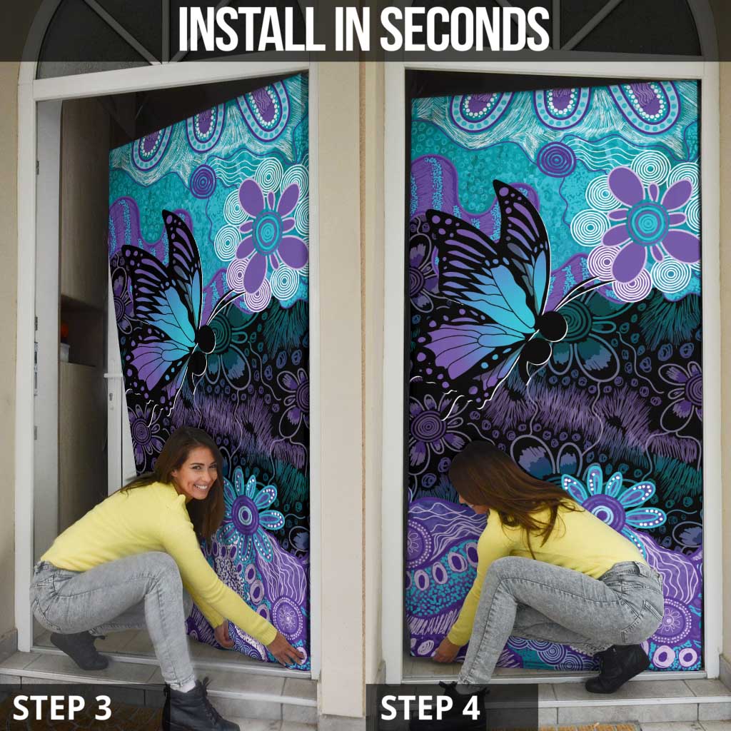Australia Indigenous Teal Purple Contemporary Aboriginal Art Door Cover Hope Is Real