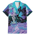 Australia Indigenous Teal Purple Contemporary Aboriginal Art Family Matching Long Sleeve Bodycon Dress and Hawaiian Shirt Hope Is Real