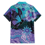 Australia Indigenous Teal Purple Contemporary Aboriginal Art Family Matching Mermaid Dress and Hawaiian Shirt Hope Is Real