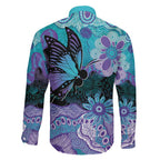 Australia Indigenous Teal Purple Contemporary Aboriginal Art Family Matching Mermaid Dress and Hawaiian Shirt Hope Is Real