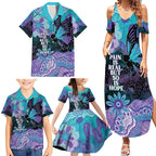 Australia Indigenous Teal Purple Contemporary Aboriginal Art Family Matching Summer Maxi Dress and Hawaiian Shirt Hope Is Real