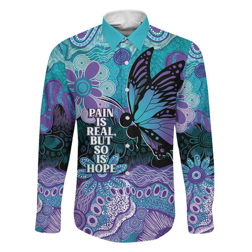 Australia Indigenous Teal Purple Contemporary Aboriginal Art Family Matching Summer Maxi Dress and Hawaiian Shirt Hope Is Real