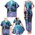 Australia Indigenous Teal Purple Contemporary Aboriginal Art Family Matching Tank Maxi Dress and Hawaiian Shirt Hope Is Real