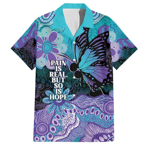 Australia Indigenous Teal Purple Contemporary Aboriginal Art Hawaiian Shirt Hope Is Real