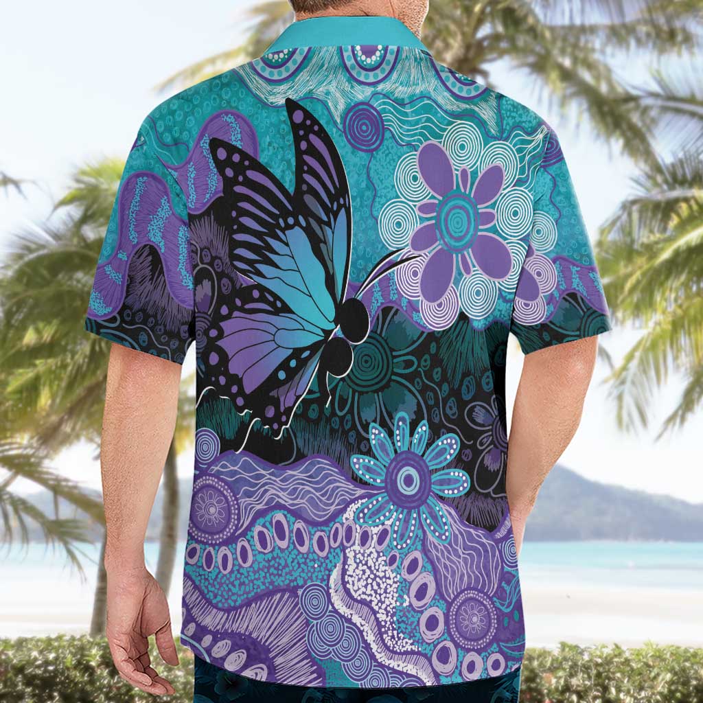 Australia Indigenous Teal Purple Contemporary Aboriginal Art Hawaiian Shirt Hope Is Real
