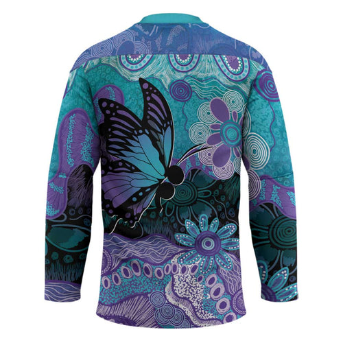 Australia Indigenous Teal Purple Contemporary Aboriginal Art Hockey Jersey Hope Is Real