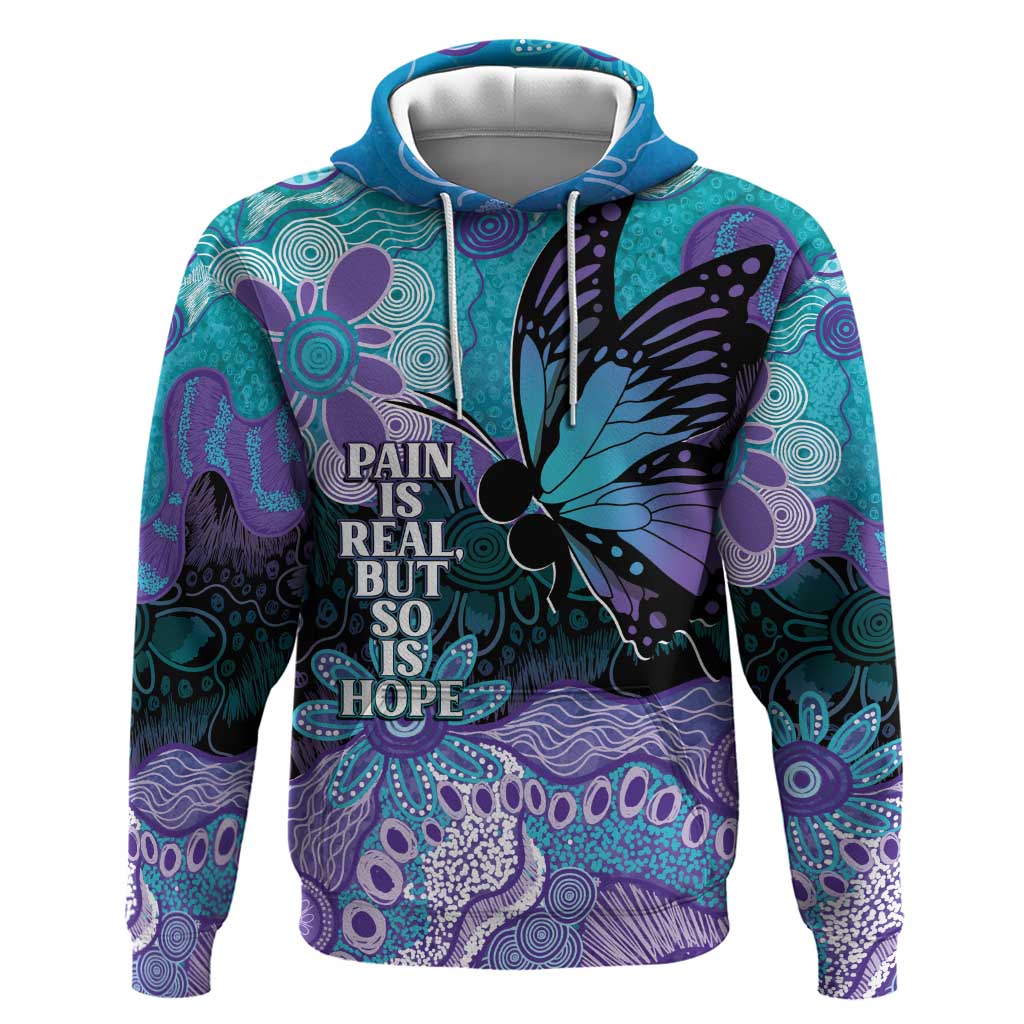 Australia Indigenous Teal Purple Contemporary Aboriginal Art Hoodie Hope Is Real