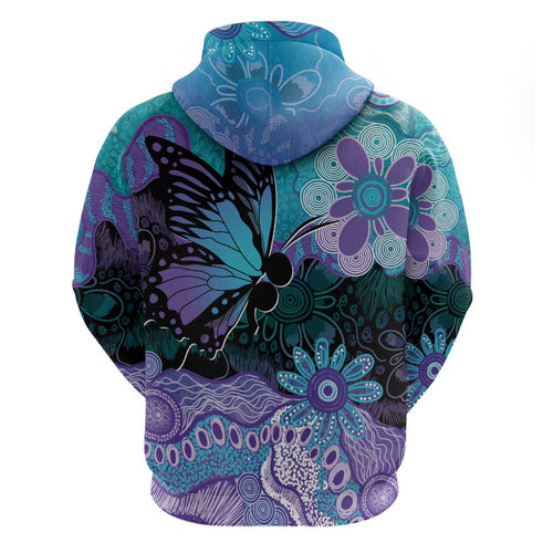 Australia Indigenous Teal Purple Contemporary Aboriginal Art Hoodie Hope Is Real