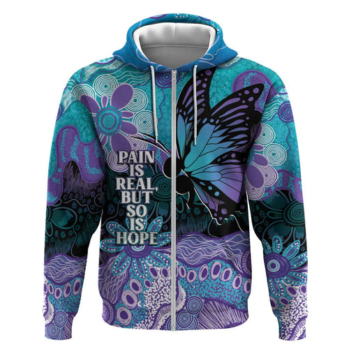 Australia Indigenous Teal Purple Contemporary Aboriginal Art Hoodie Hope Is Real