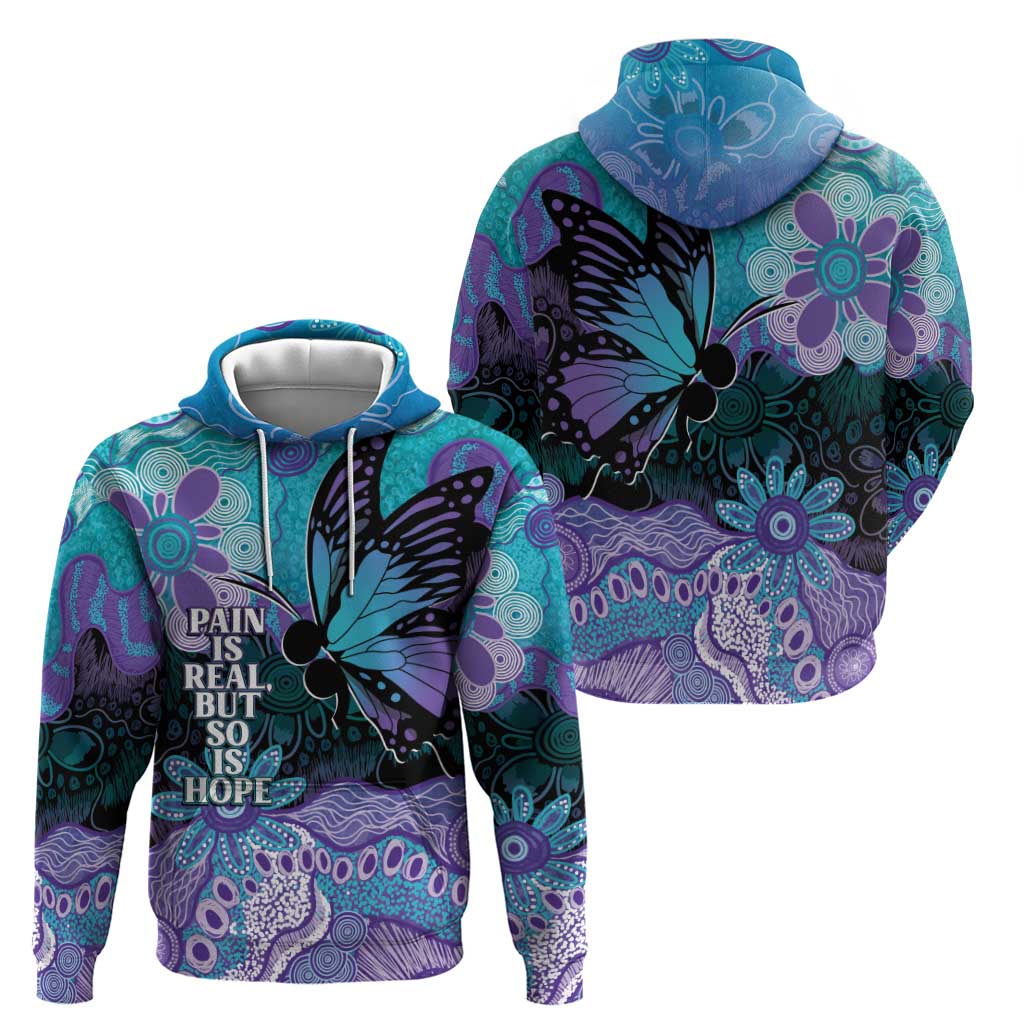 Australia Indigenous Teal Purple Contemporary Aboriginal Art Hoodie Hope Is Real