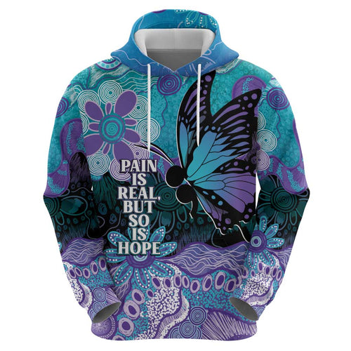 Australia Indigenous Teal Purple Contemporary Aboriginal Art Hoodie Hope Is Real