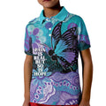 Australia Indigenous Teal Purple Contemporary Aboriginal Art Kid Polo Shirt Hope Is Real