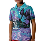 Australia Indigenous Teal Purple Contemporary Aboriginal Art Kid Polo Shirt Hope Is Real