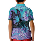 Australia Indigenous Teal Purple Contemporary Aboriginal Art Kid Polo Shirt Hope Is Real