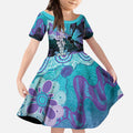 Australia Indigenous Teal Purple Contemporary Aboriginal Art Kid Short Sleeve Dress Hope Is Real