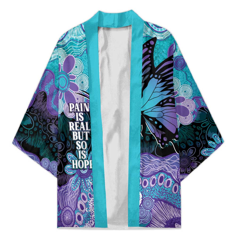 Australia Indigenous Teal Purple Contemporary Aboriginal Art Kimono Hope Is Real
