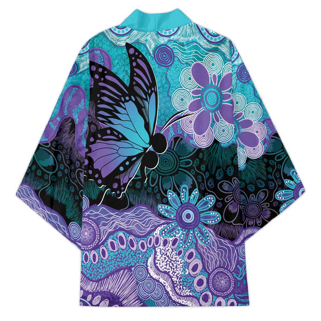 Australia Indigenous Teal Purple Contemporary Aboriginal Art Kimono Hope Is Real