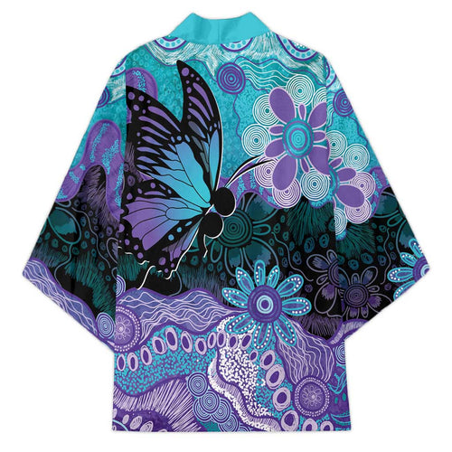 Australia Indigenous Teal Purple Contemporary Aboriginal Art Kimono Hope Is Real